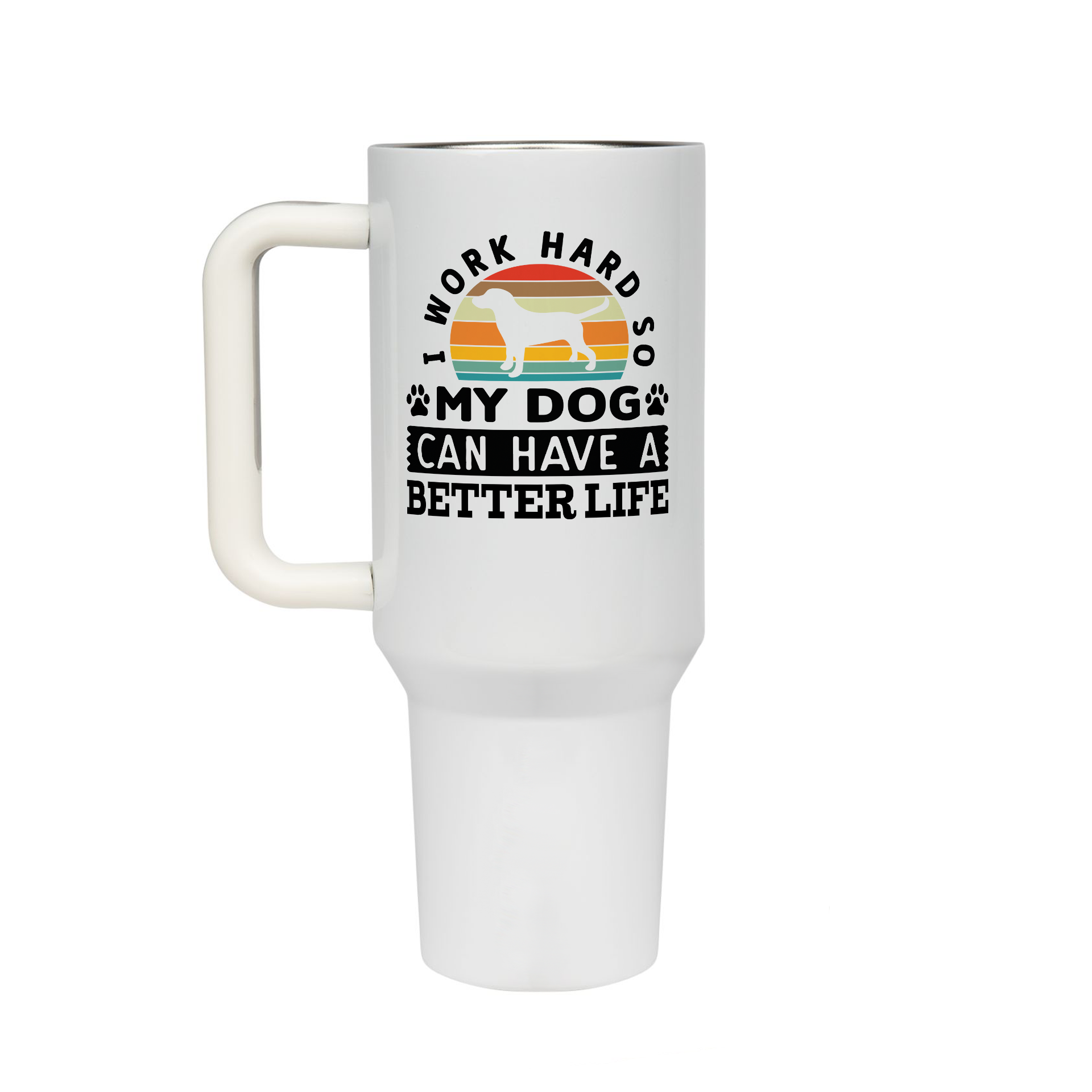 XL Trinkflasche mit Strohhalm & Henkel mit dem Motiv I Work hard so my cat - Kaffeebecher to Go der Getränke lange kalt oder heiß hält. Aus doppelwandigem Edelstahl 