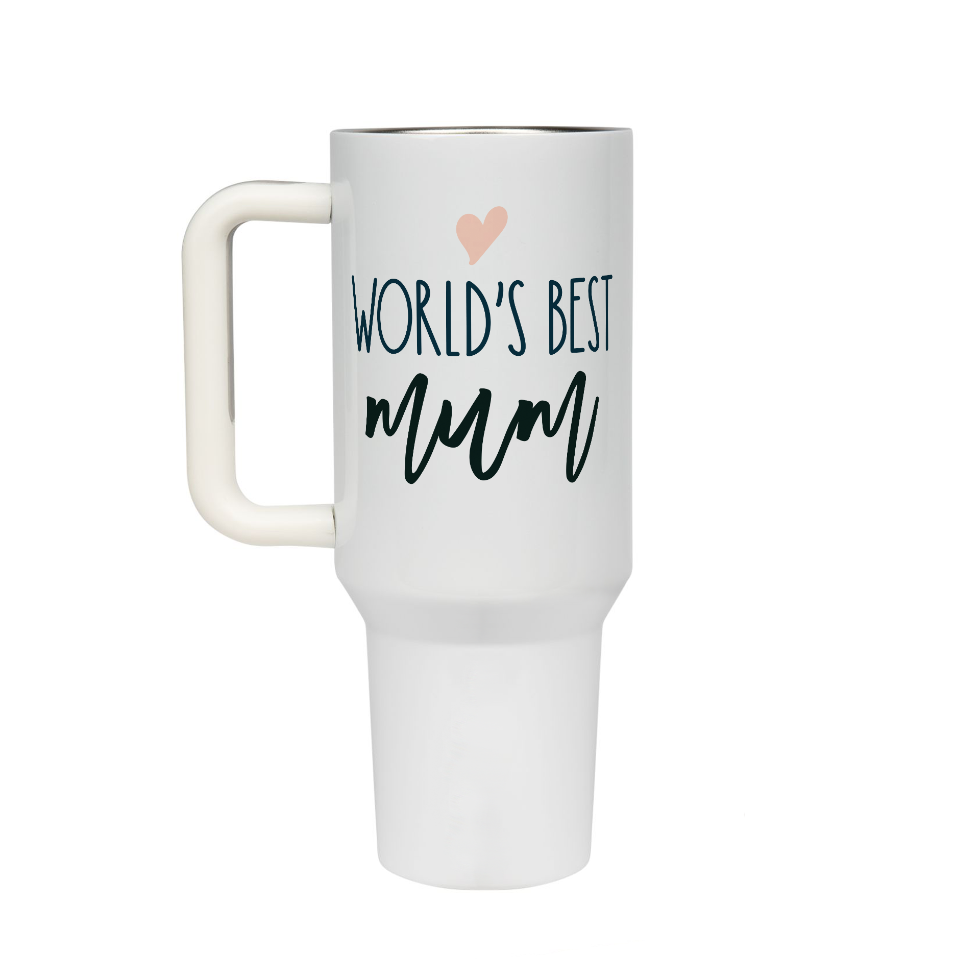 XL Trinkflasche mit Strohhalm & Henkel mit dem Motiv Worlds best mum - Kaffeebecher to Go der Getränke lange kalt oder heiß hält. Aus doppelwandigem Edelstahl 