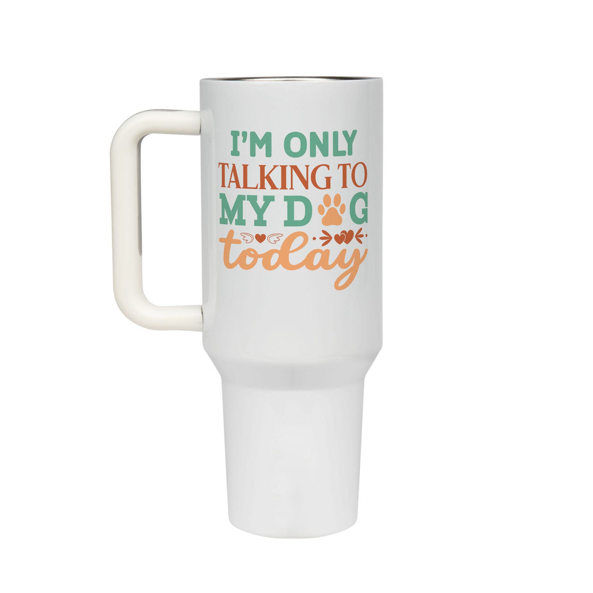 XL Trinkflasche mit Strohhalm & Henkel mit dem Motiv I´m only talking to my dog- Kaffeebecher to Go der Getränke lange kalt oder heiß hält. Aus doppelwandigem Edelstahl 